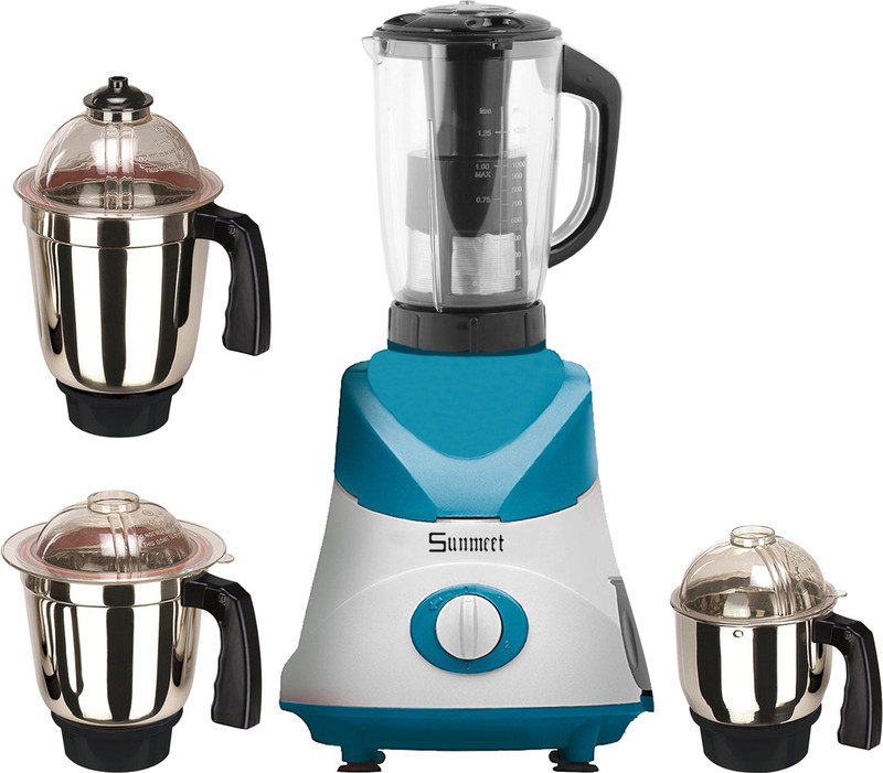Sunmeet MG TA FEB 18 MG18 TA 76 (1 Juicer Jar with filter, 1 Large Jar, 1 Medium Jar and 1 Chuntey Jar ) 550 W Juicer Mixer Grinder(White, Blue, 4 Jars)