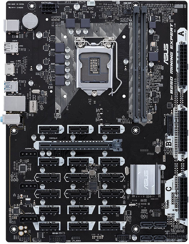 Asus B250 MINING EXPERT Intel LGA-1151 DDR4 for Cryptocurrency Mining with 19 PCIe Slots Motherboard