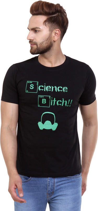 Garbattic Printed Men Round Neck Black T-Shirt