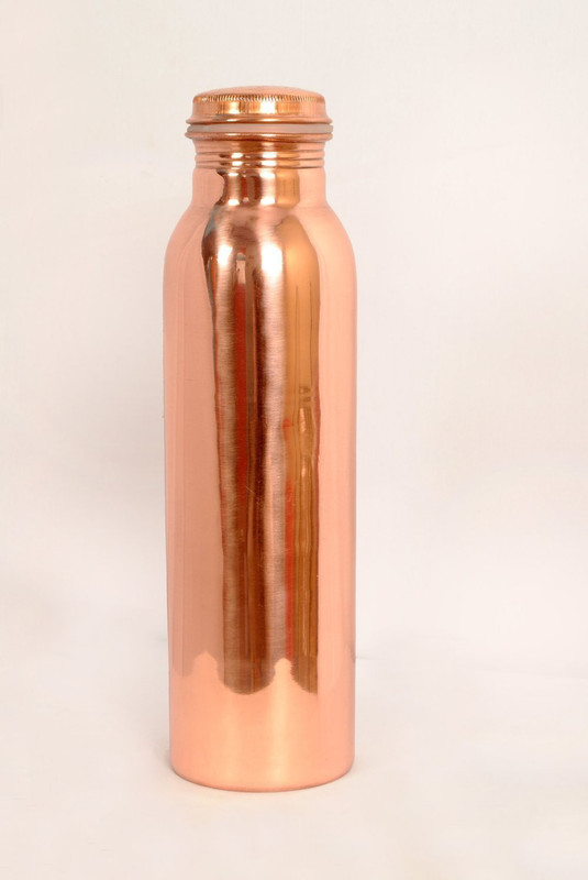 bvslf Attractive 1000ml Copper Water Bottle, Made of 100% Pure Copper - Lacquer Coated for perfect shine and higher durability 1000 ml Bottle(Pack of 1, Brown)