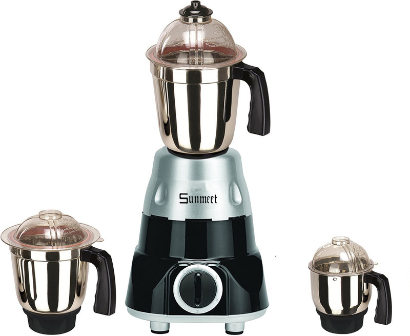 Sunmeet MG MA FEB 18 MG18 MA 32 ( 1 Large Jar, 1 Medium Jar and 1 Chuntey Jar ) 600 W Mixer Grinder(Silver, Black, 3 Jars)