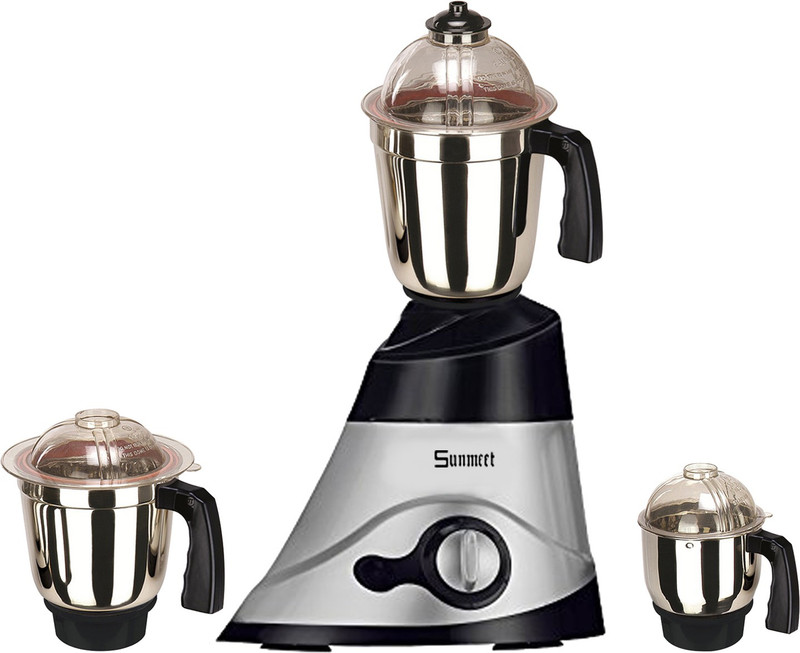 Sunmeet MG TA FEB 18 MG18 TA 4 ( 1 Large Jar, 1 Medium Jar and 1 Chuntey Jar ) 800 W Mixer Grinder(Silver, Black, 3 Jars)