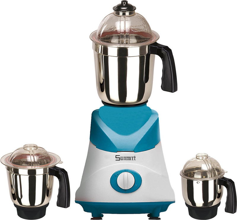 Sunmeet MG TA FEB 18 MG18 TA 62 ( 1 Large Jar, 1 Medium Jar and 1 Chuntey Jar ) 600 W Mixer Grinder(White, Blue, 3 Jars)