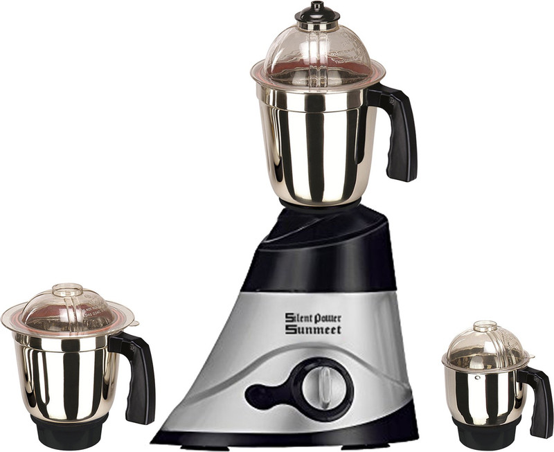 SilentPowerSunmeet MG MA FEB 18 MG18 MA 10 ( 1 Large Jar, 1 Medium Jar and 1 Chuntey Jar ) 1000 W Mixer Grinder(Silver, Black, 3 Jars)