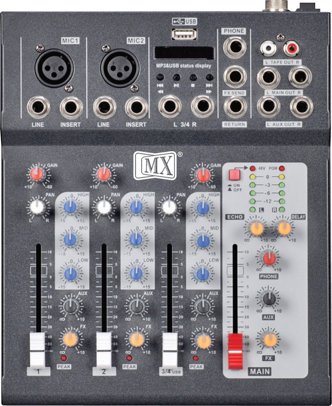 MX Live Audio Mixer 4 Channel Compact Analog Mixer with USB & Bluetooth Analog Sound Mixer