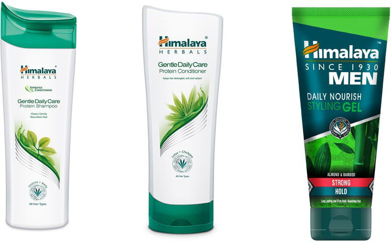 Himalaya Gentle Daily Care Protein Shampoo, Gentle Daily Care Protein Conditioner, Men Daily Nourish Styling Gel(Set of 3)