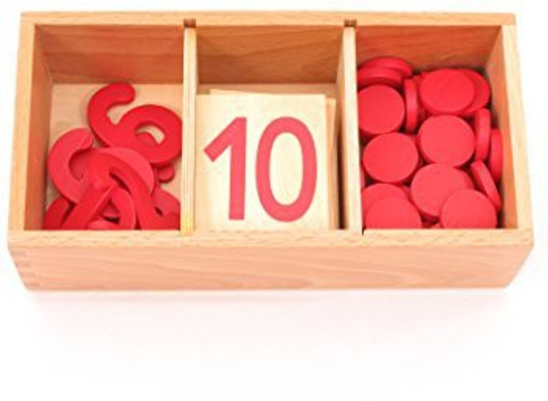 pinkmontessori Montessori Card And Counters In Wood Box By(Multicolor)