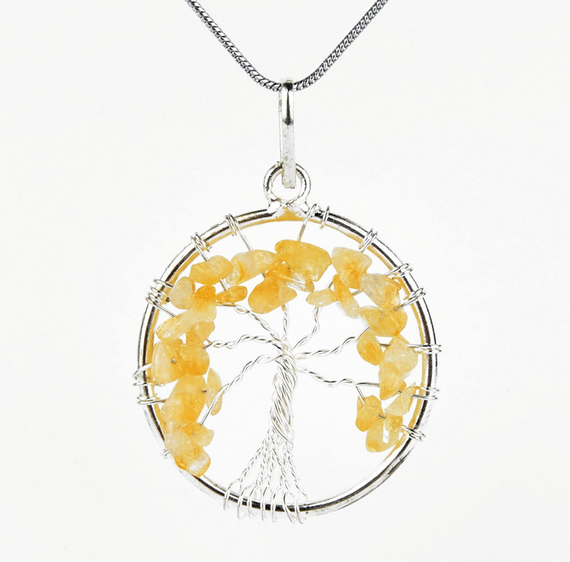 sibagems Yellowish white citrine tree life pendant Sterling Silver Citrine Stone, Sterling Silver, Silver Pendant