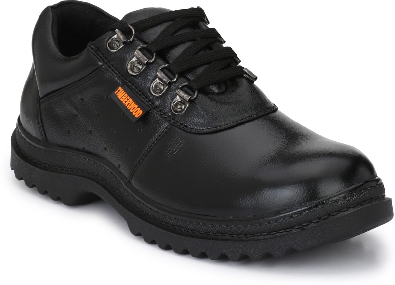 Fashion Tree Timberwood Genuine Leather Steel Toe Safety Shoe Outdoors For Men(Black)