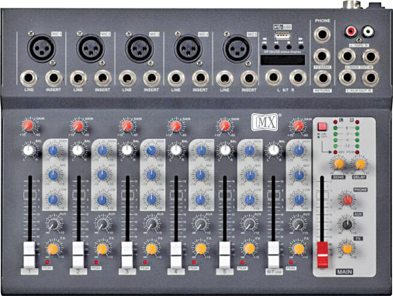 MX Live Audio Mixer 7 Channel Compact Analog Mixer with USB & Bluetooth Analog Sound Mixer