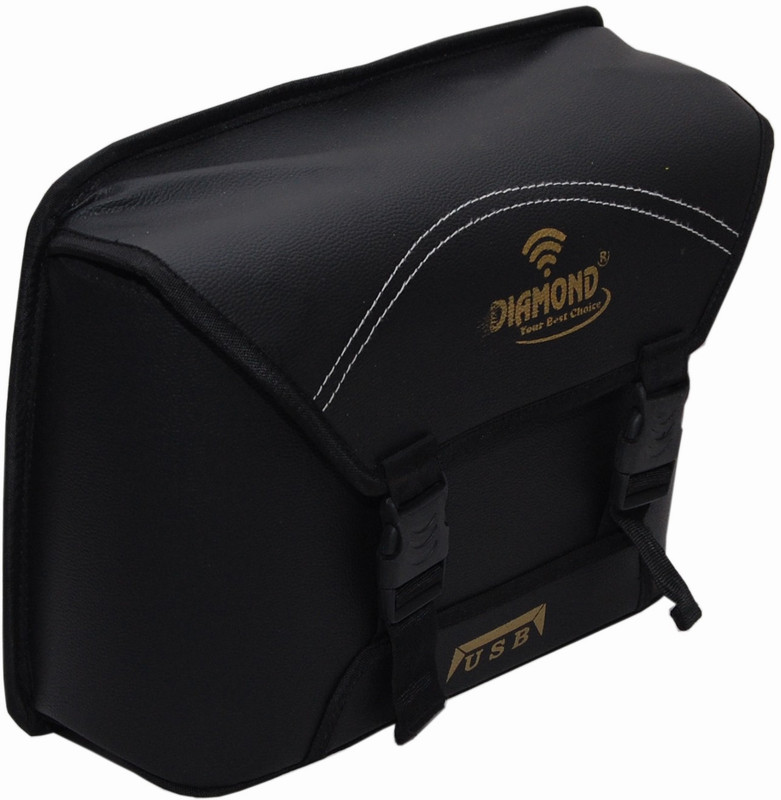 medetai Side Bag and Metal Clip for All Bikes (Black) One-side Black Leatherette Motorbike Saddlebag(15 L)
