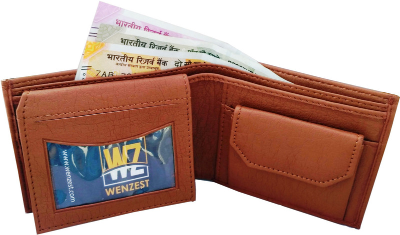 wenzest Men Tan Artificial Leather Wallet(4 Card Slots)