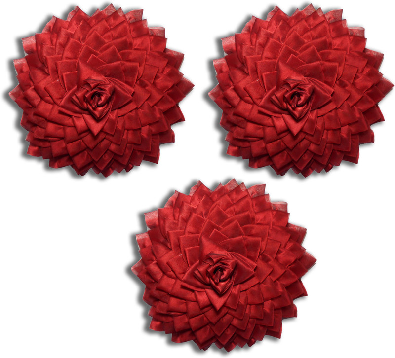 ks craft Floral Cushions Cover(Pack of 3, 40*40, Maroon)