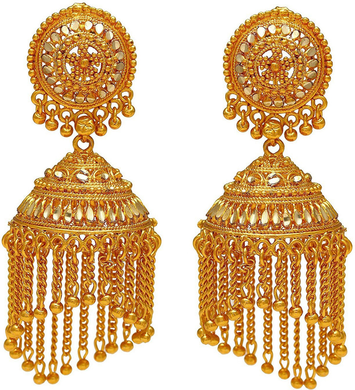 farid enterprises GOLD TONE DESIGNER JHUMKI EARRING SET IN BRASS Beads Brass Jhumki Earring