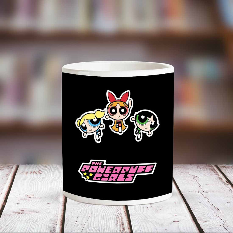 chanakya Power Puff Girls White Ceramic Ceramic Mug(350 ml)