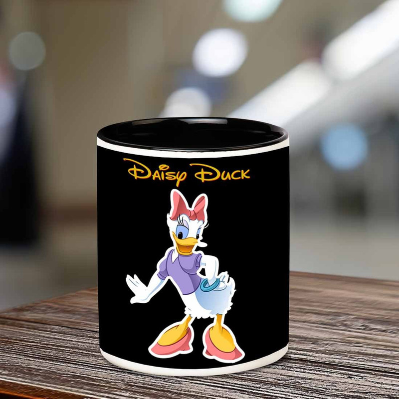 chanakya Daisy Duck Inner Black Ceramic Ceramic Mug(350 ml)