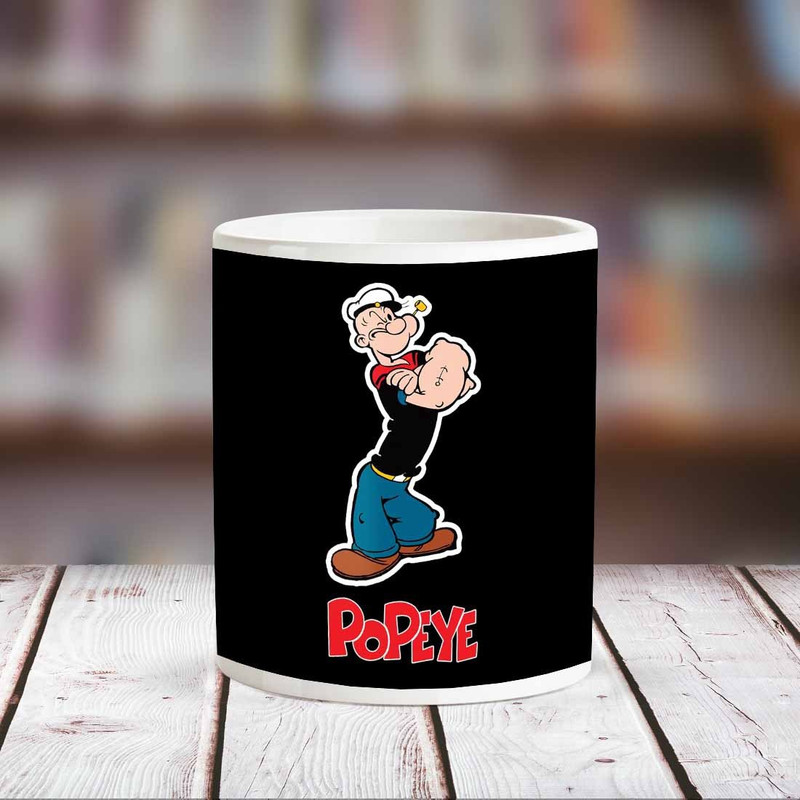 chanakya Popeye White Ceramic Ceramic Mug(350 ml)