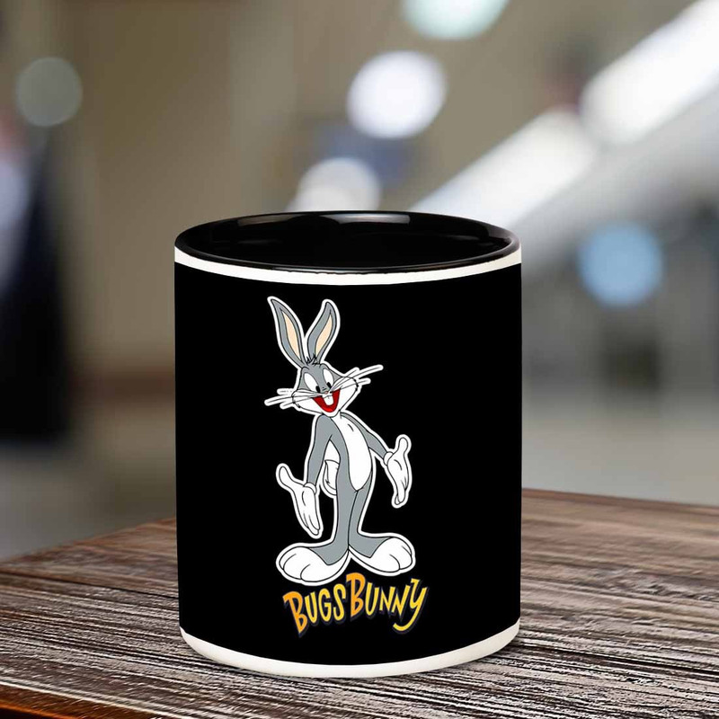 chanakya Bugs Bunny Inner Black Ceramic Ceramic Mug(350 ml)