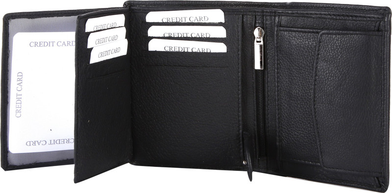 myseeku Men Black Genuine Leather Wallet(12 Card Slots)
