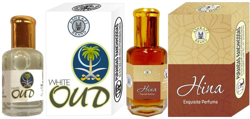 Purandas Ranchhoddas PRS White-Oud & Hina 6ml Each Herbal Attar(Oud (agarwood))
