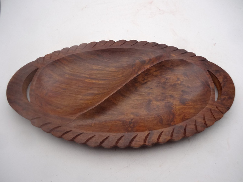 craftgasmic Craftgasmic Handemade Serving Tray (Leaf shape)12 inch Brown Wooden Ashtray(Pack of 1)