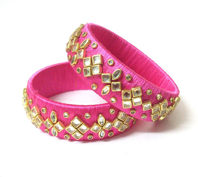 blue jays hub Silk Dori Beads Gold-plated Bangle Set