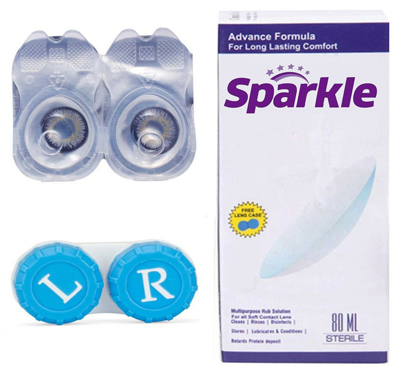 Sparkle 1 Pair ( Dark Gray ) Zero Power Monthly Contact Lens(Zero Power, Dark Gray, Pack of 1)