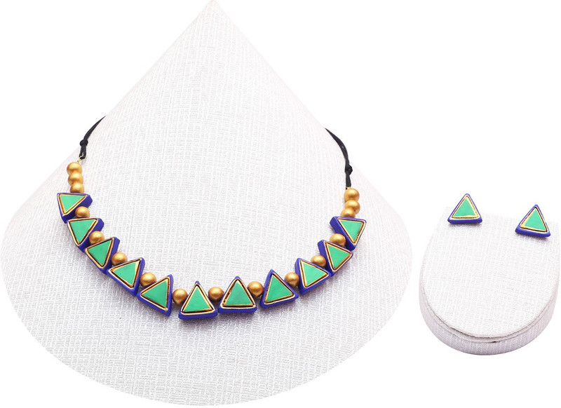 terramart Terracotta Jewel Set(Green, Blue, Gold)