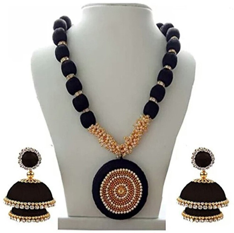 manav company Silk Dori Jewel Set(Black)