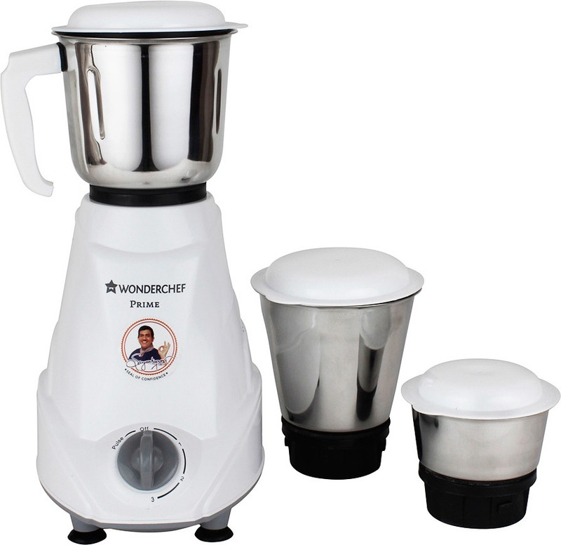 Wonderchef Prime 8904214707675 500 W Mixer Grinder(White, 3 Jars)
