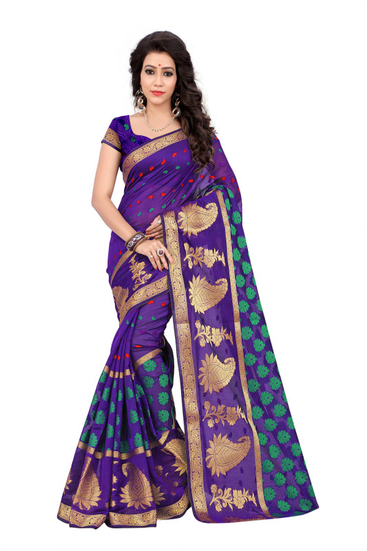 Jay Fashion Self Design Banarasi Poly Silk Saree(Multicolor)