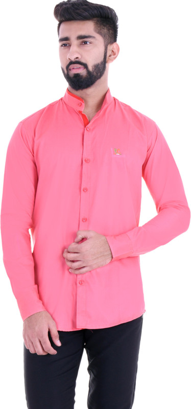 vintage look Men Solid Casual Pink Shirt