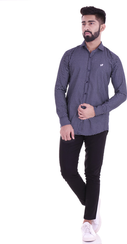 vintage look Men Printed Casual Blue, White Shirt