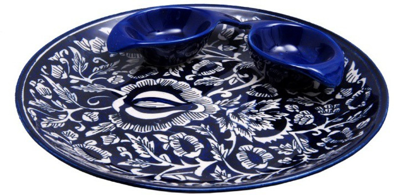 indeasia srijan Microwave Proof Mugal Design Snacks Platter With Sauce Dip Plate(2 Units)