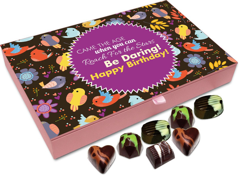 Chocholik Gift Box - Happy Birthday And Be Daring While You Reach For The Stars Chocolate Box - 12pc Truffles(144 g)
