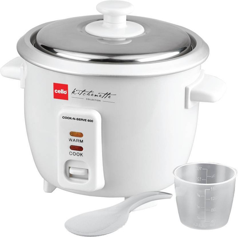 Cello Cook-N-Serve 600 Electric Rice Cooker Electric Rice Cooker(0.6, White)