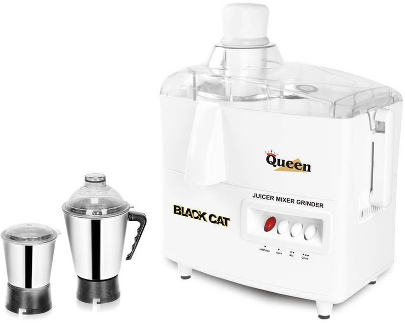 SE Black Cat JMG Queen 450 W Juicer Mixer Grinder(Silver, White, 2 Jars)