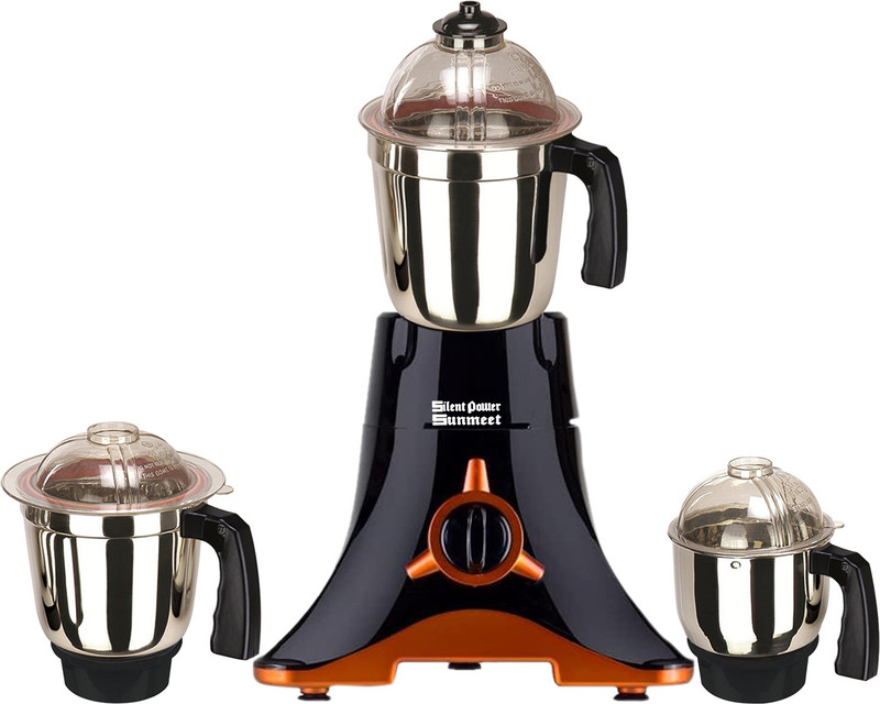 SilentPowerSunmeet MG TA FEB 18 MG18 TA 247 ( 1 Large Jar, 1 Medium Jar and 1 Chuntey Jar) 600 W Mixer Grinder(Black, 3 Jars)