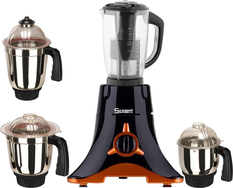 Sunmeet MG TA FEB 18 MG18 TA 258 ( 1 Large Jar, 1 Medium Jar and 1 Chuntey Jar) 750 W Juicer Mixer Grinder(Black, 4 Jars)