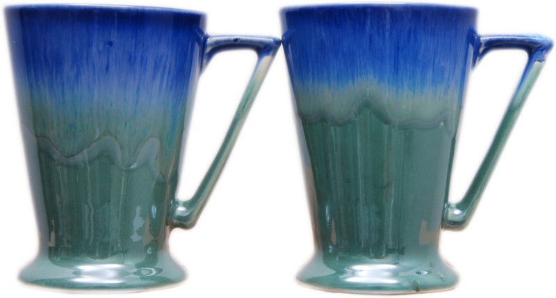 indeasia srijan Microwave Friendly Lead Free Coffee Or Milk Set of Two In Flow Design Ceramic Mug(400 ml, Pack of 2)