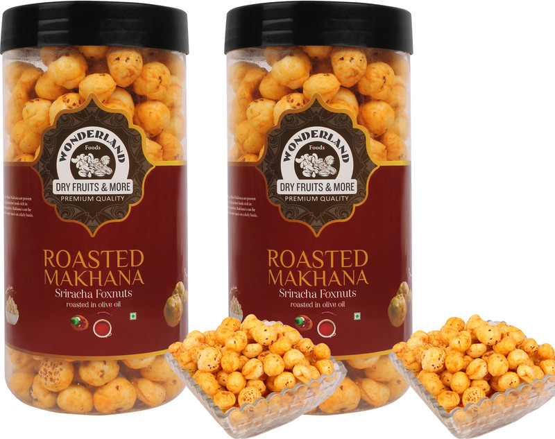 Wonderland Makhana Roasted Sriracha Foxnuts (Pack of 2-100g Each) Assorted Nuts(2 x 100 g)