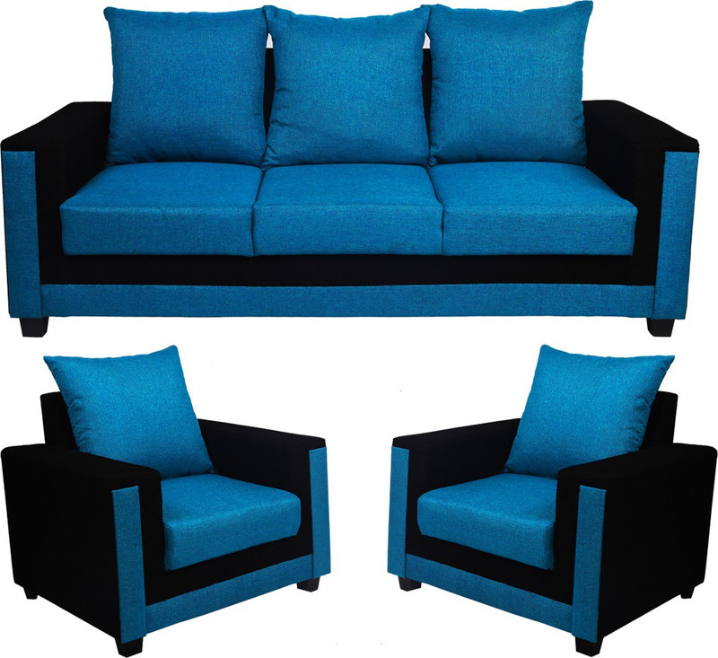 lookinfurniture lin-b-001-oken Fabric 3 + 1 + 1 blue / black Sofa Set