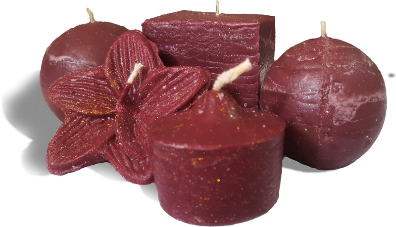 aakaar21 Scented leather style coloured combo with bright light and longer lastic -with set of 5 Candle(Brown, Pack of 5)