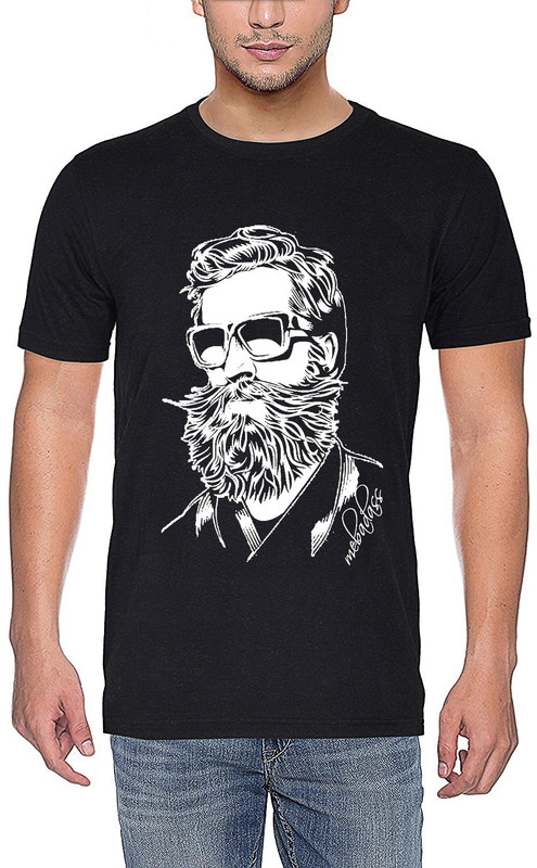 mebadass Graphic Print Men Round Neck Black, White T-Shirt