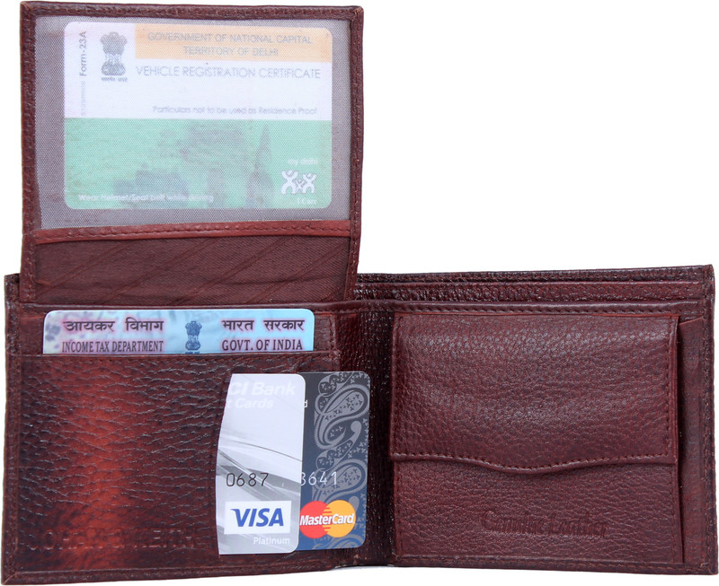 skkfashion Men Brown Genuine Leather Wallet(5 Card Slots)