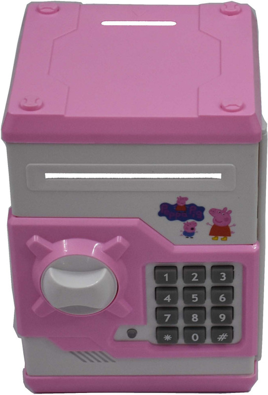 skyglobe ATM Bank for Coin/Bills Coin Bank(Pink, White)