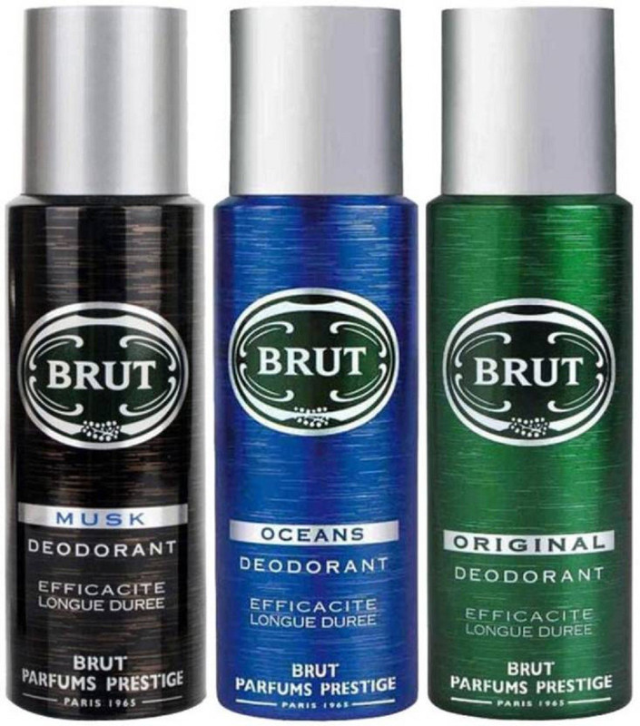 brut deodorant BRUT MUSK, OCEANS,ORIGINAL DEODORANT SPRAY-EACH 200 ML-PACK OF 3 Deodorant Spray  -  For Men(200 ml, Pack of 3)