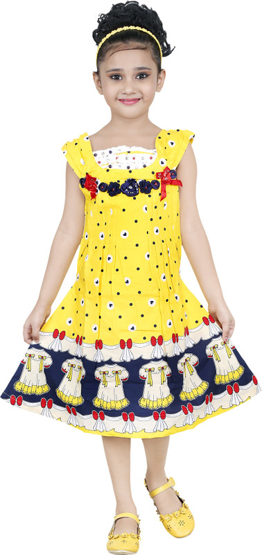nukids Girls Midi/Knee Length Party Dress(Multicolor, Sleeveless)