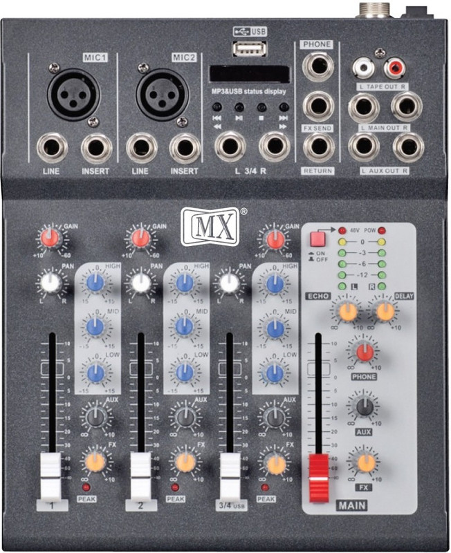 MX F4 USB Live Audio Mixer with Built In USB and Bluetooth Powered Sound Mixer