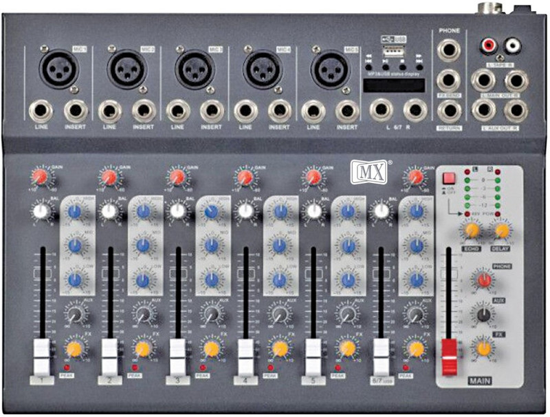 MX F7 USB Live Audio Mixer with Built In USB and Bluetooth Powered Sound Mixer